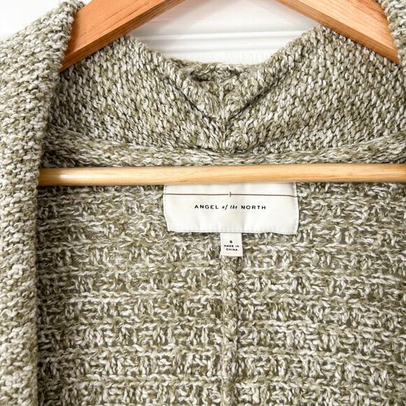 Anthropologie Angel of the North Open Front Chunky Cardigan Sweater Olive S - Picture 3 of 6
